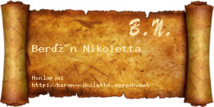 Berán Nikoletta névjegykártya