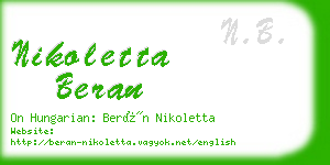 nikoletta beran business card